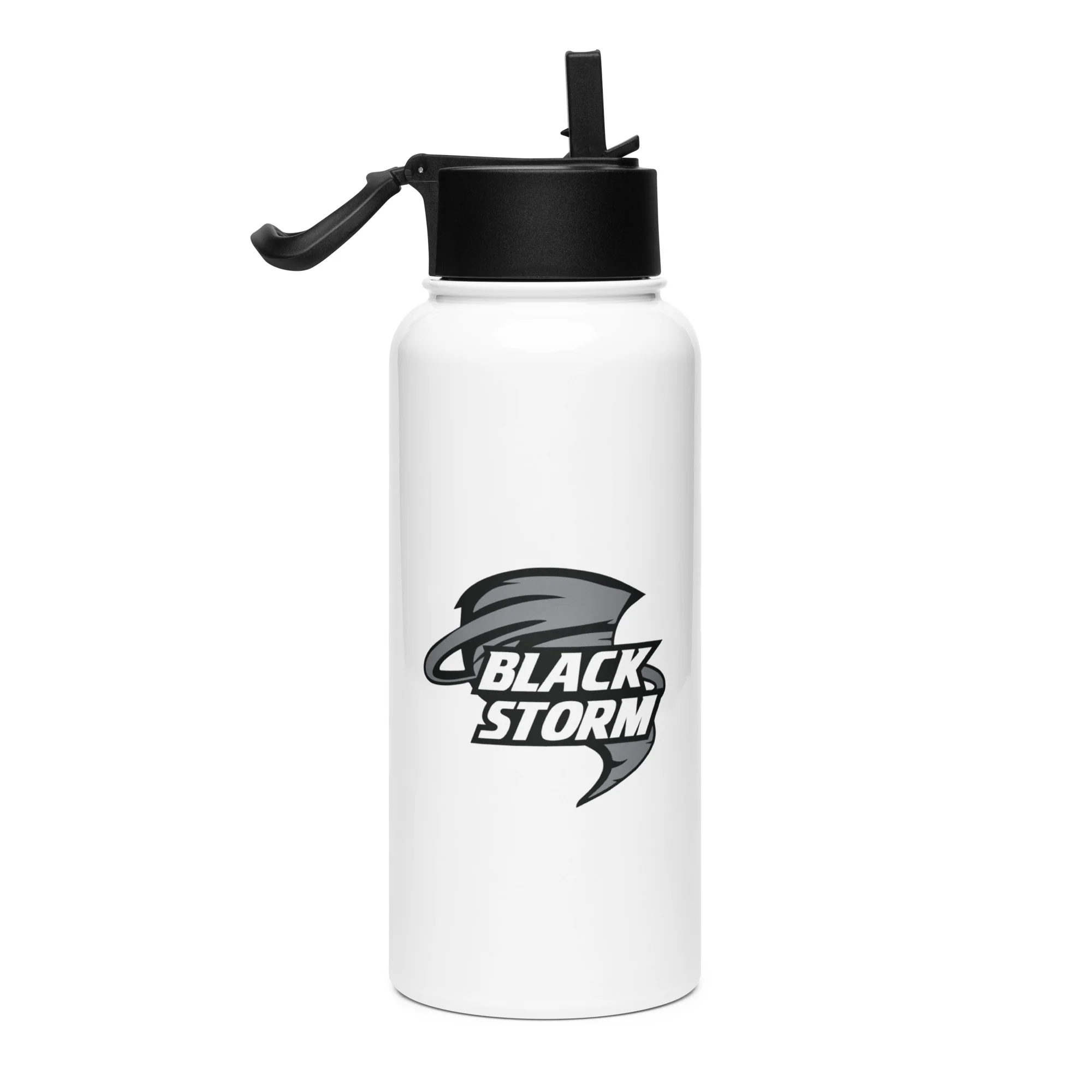 Black Storm Stainless steel water bottle with a straw lid - Image 4