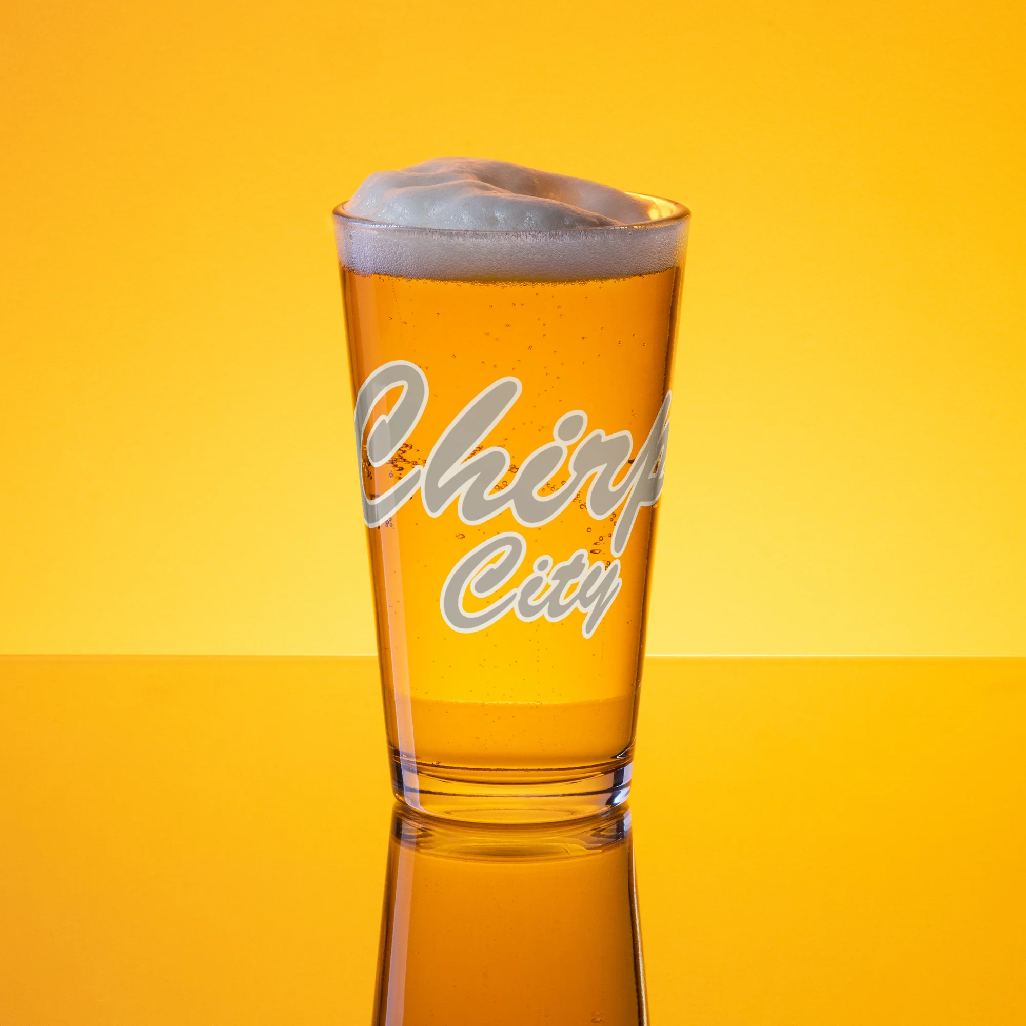 Chirp City Script Shaker pint glass