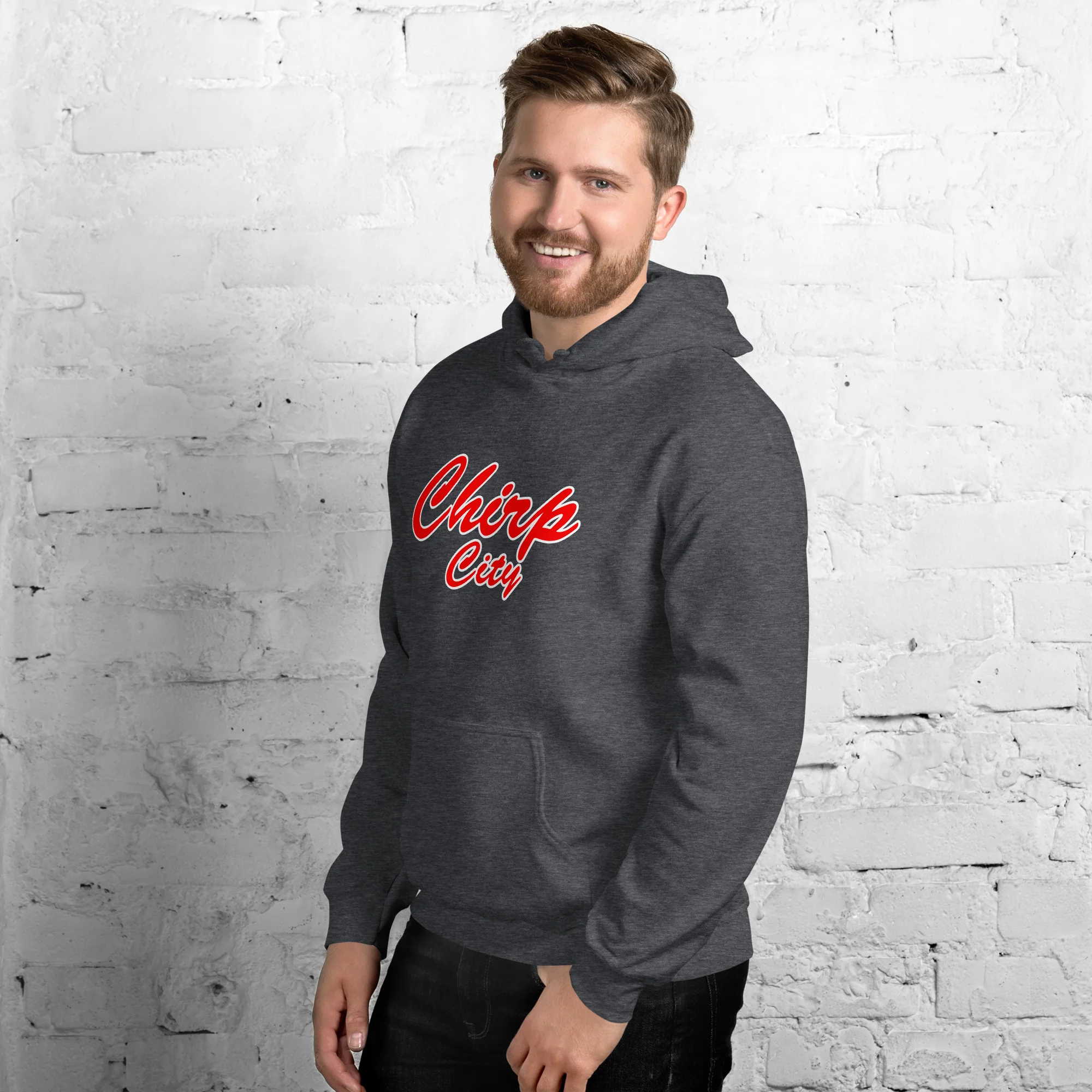 Chirp City Script Unisex Hoodie - Image 8