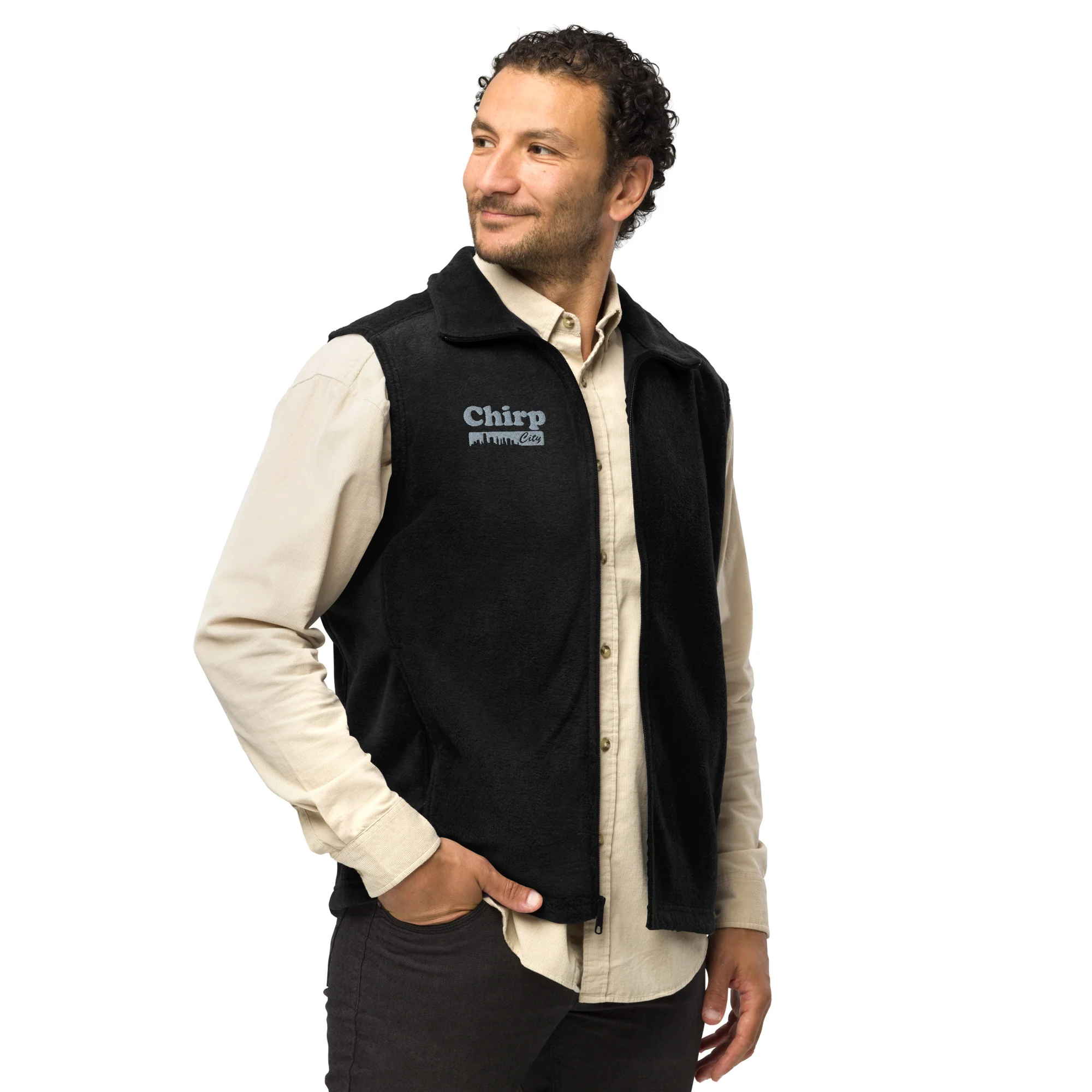 Chirp City Skyline Men’s Columbia fleece vest - Image 2