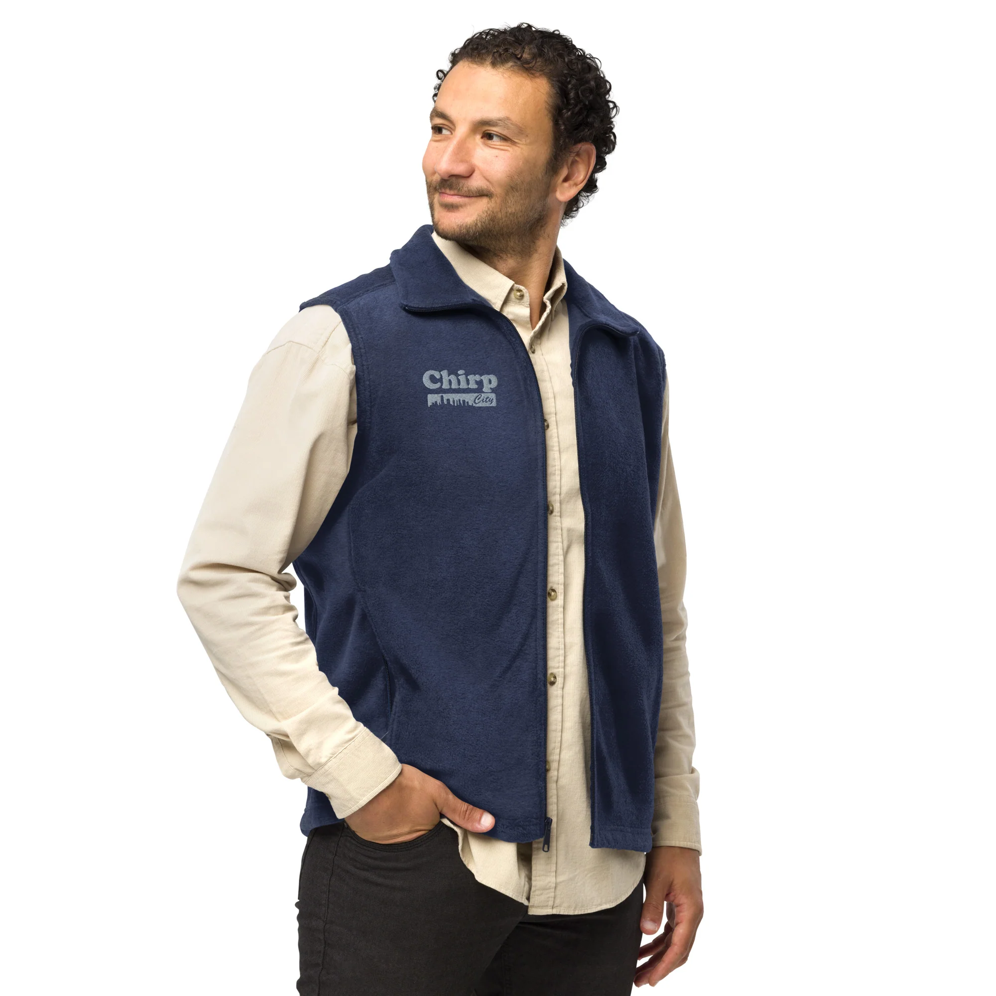 Chirp City Skyline Men’s Columbia fleece vest - Image 5