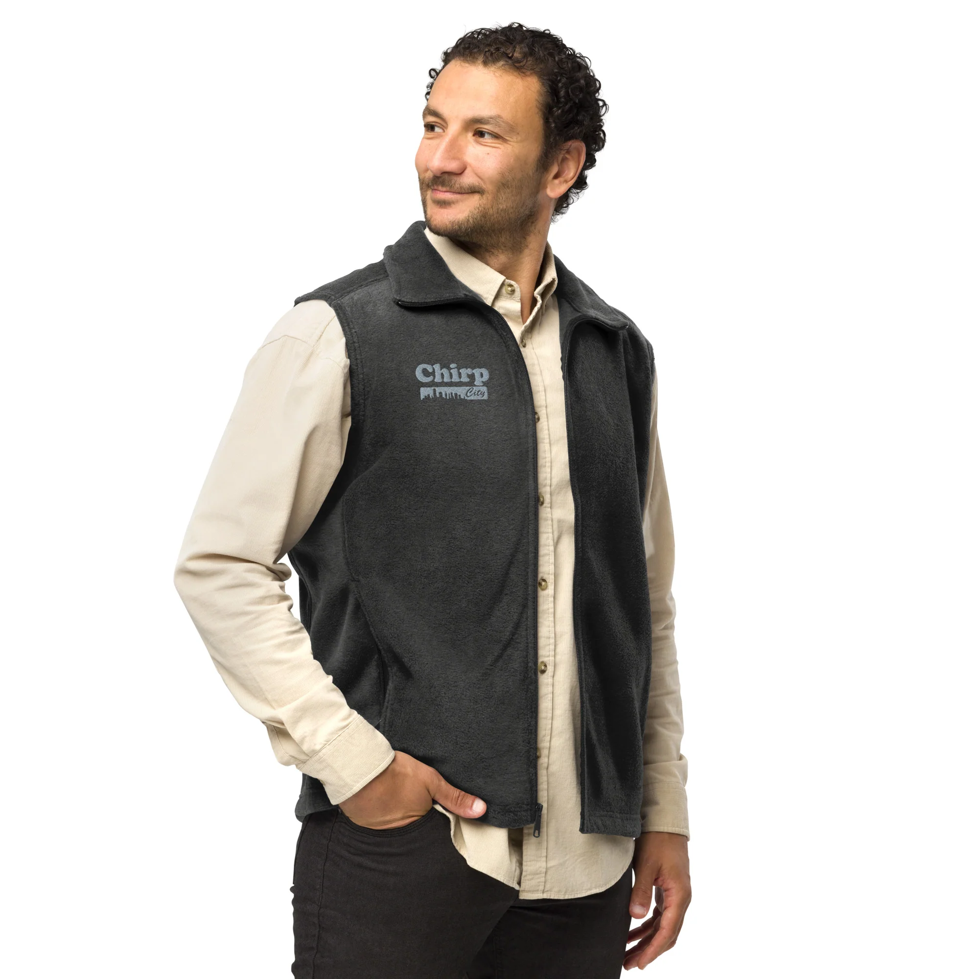 Chirp City Skyline Men’s Columbia fleece vest - Image 8