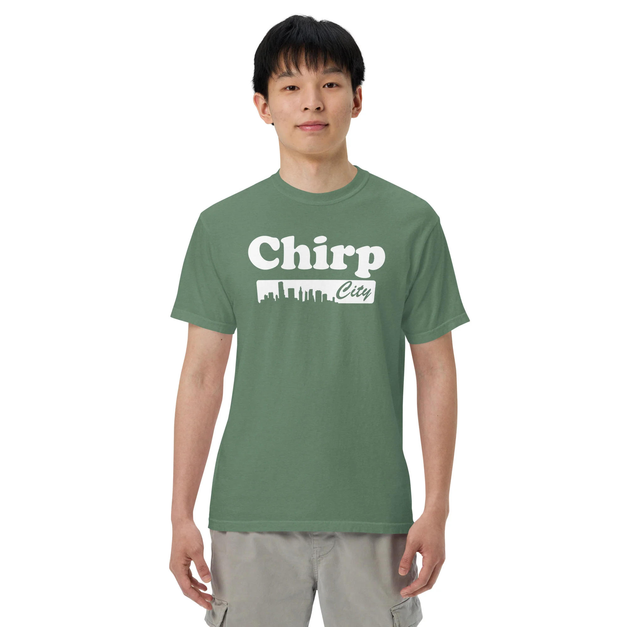 Chirp City Skyline Unisex garment-dyed heavyweight t-shirt - Image 6