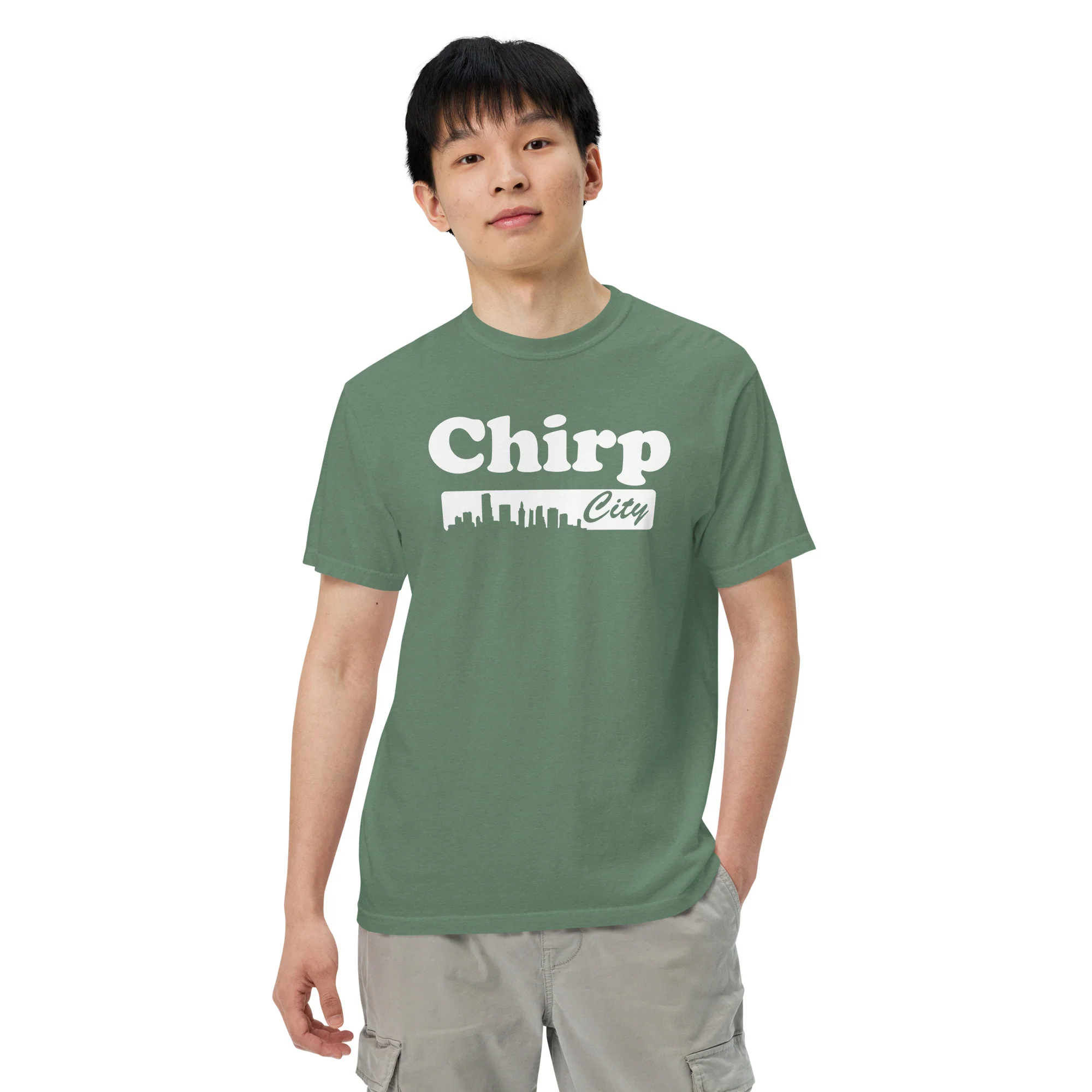 Chirp City Skyline Unisex garment-dyed heavyweight t-shirt - Image 7