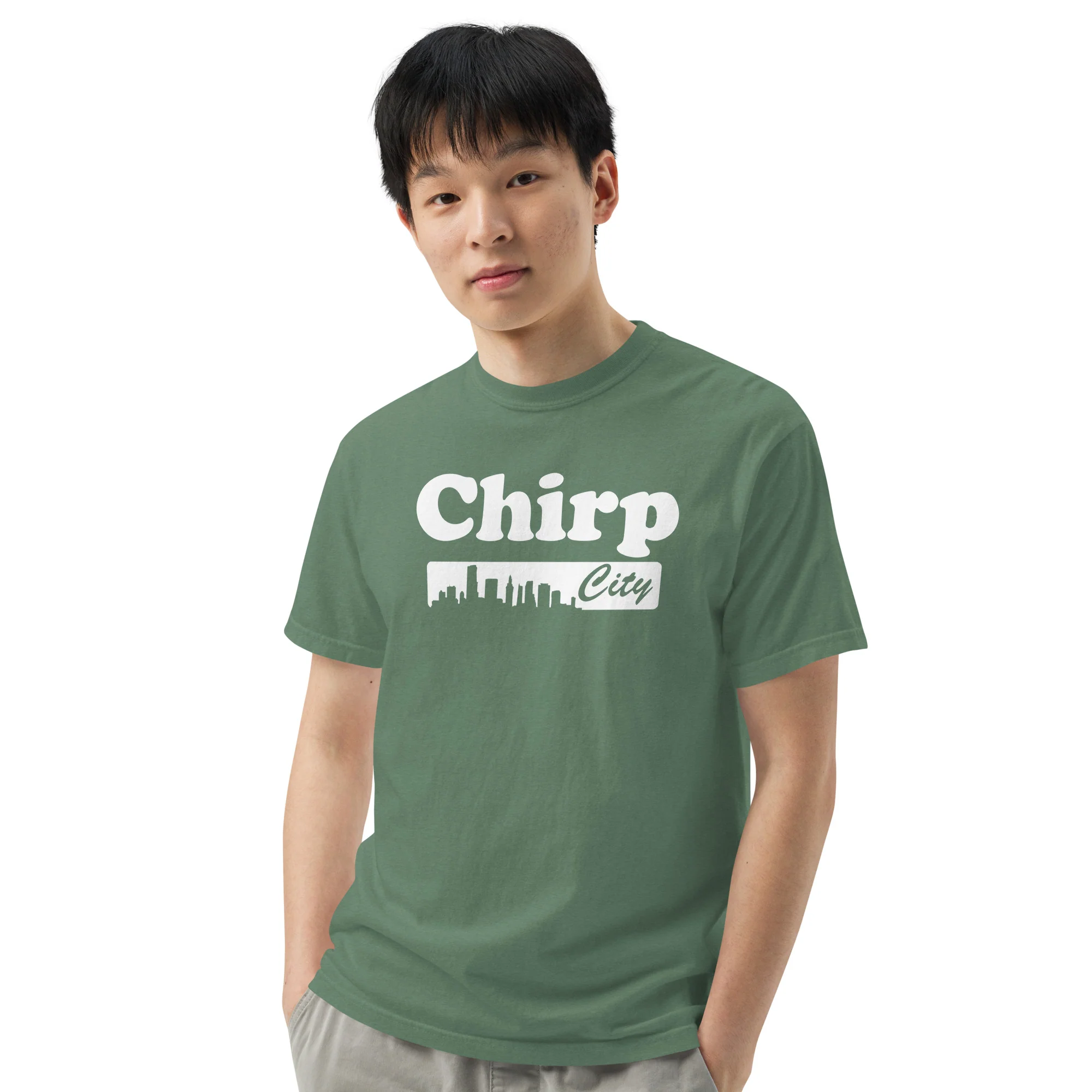 Chirp City Skyline Unisex garment-dyed heavyweight t-shirt - Image 8