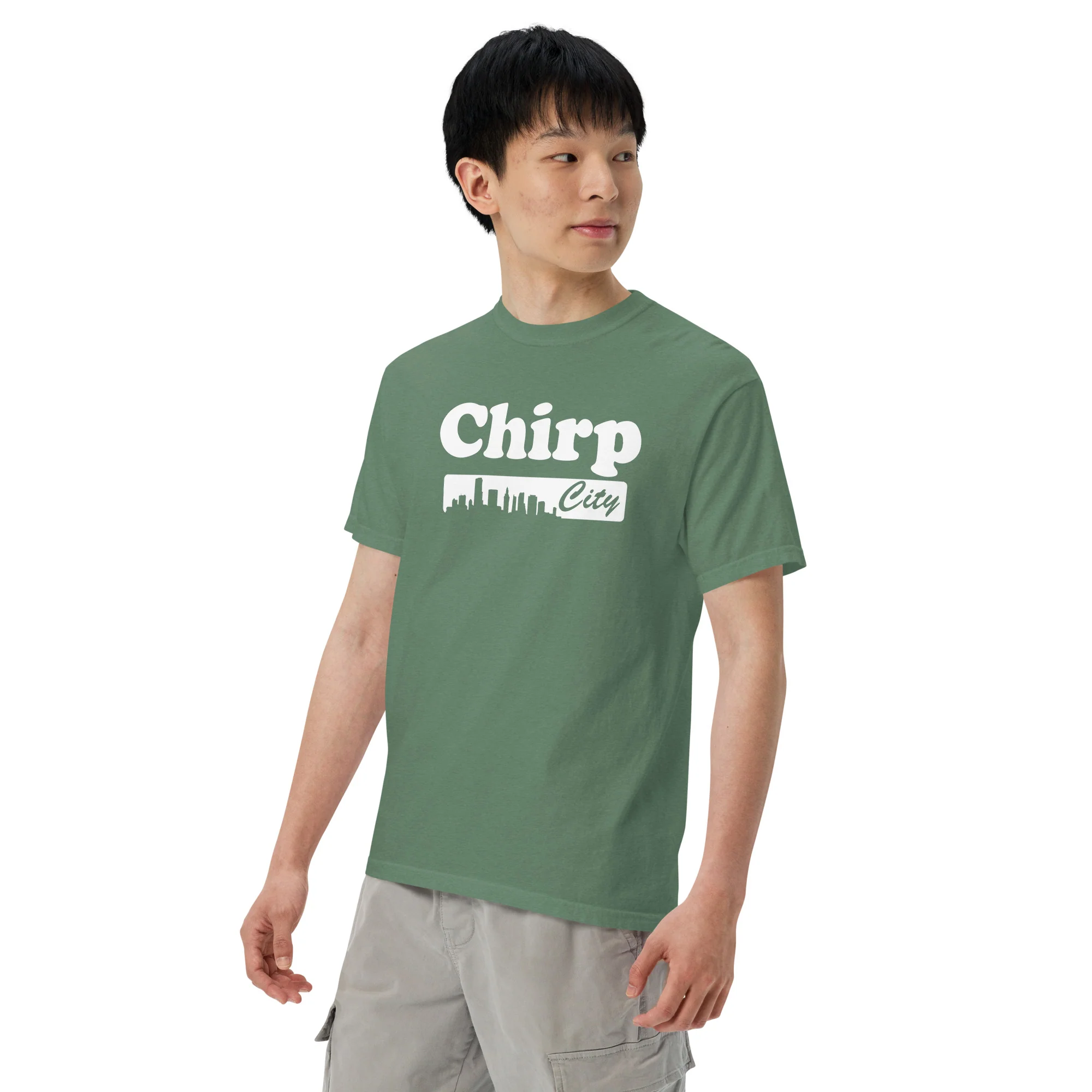 Chirp City Skyline Unisex garment-dyed heavyweight t-shirt - Image 9