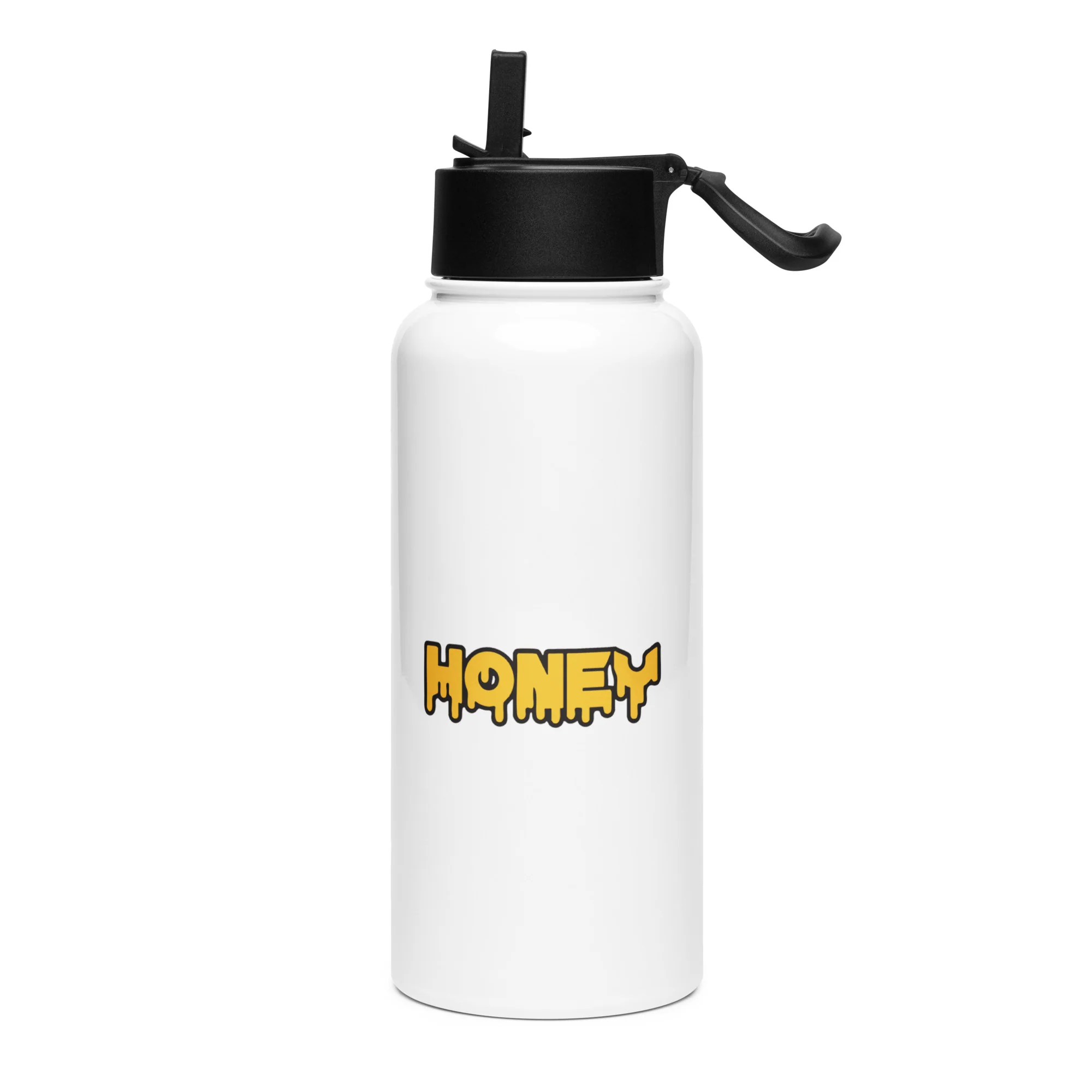Honey Stainless steel water bottle with a straw lid