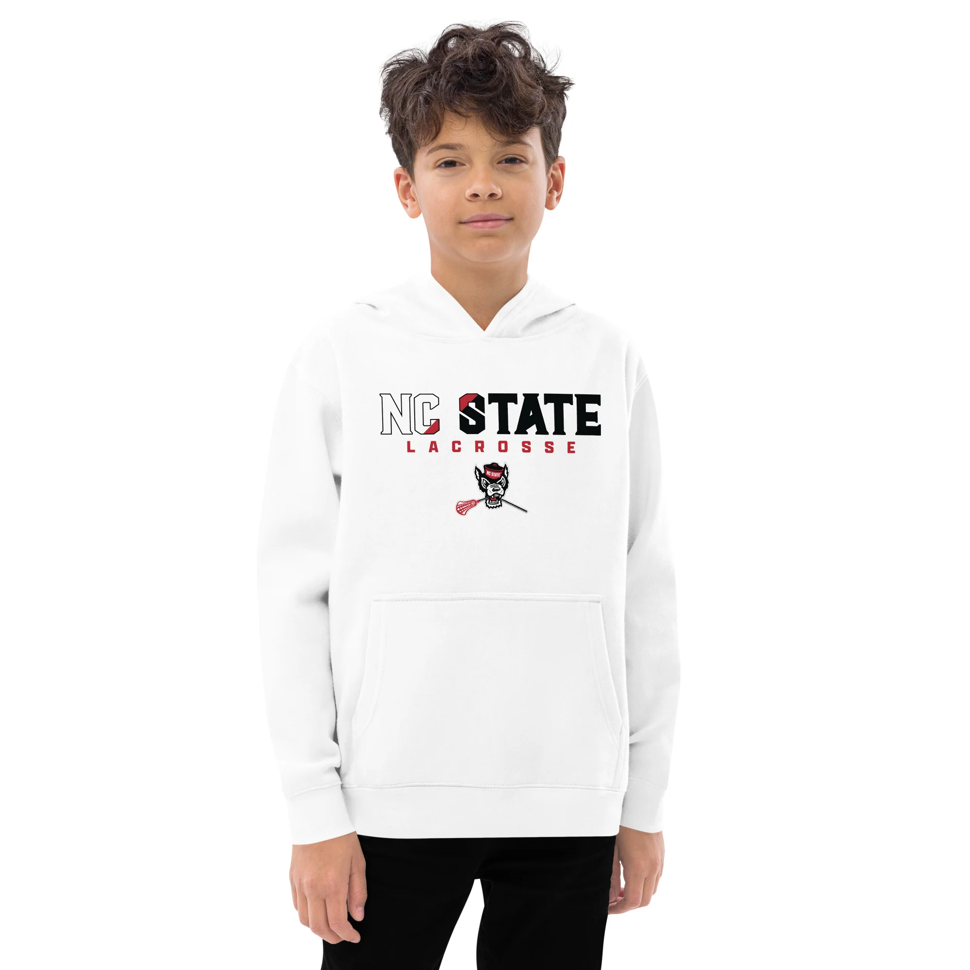 NC State Stacked Youth Fleece Hoodie - Image 2