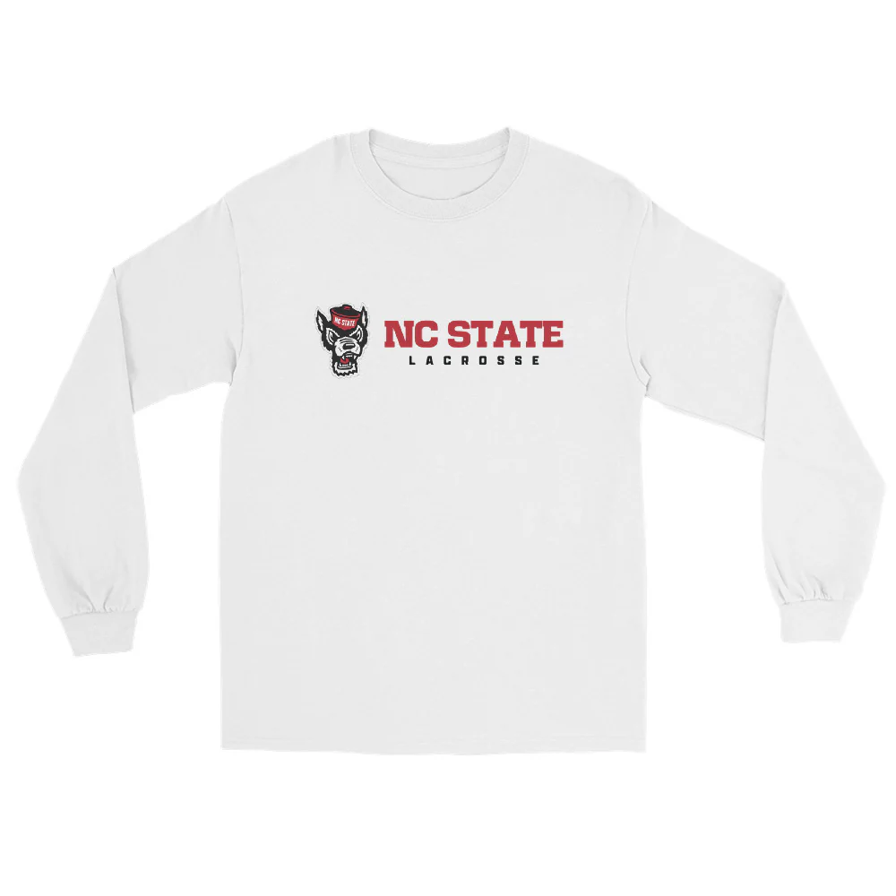 NC State Text Menās Long Sleeve Shirt - Image 3