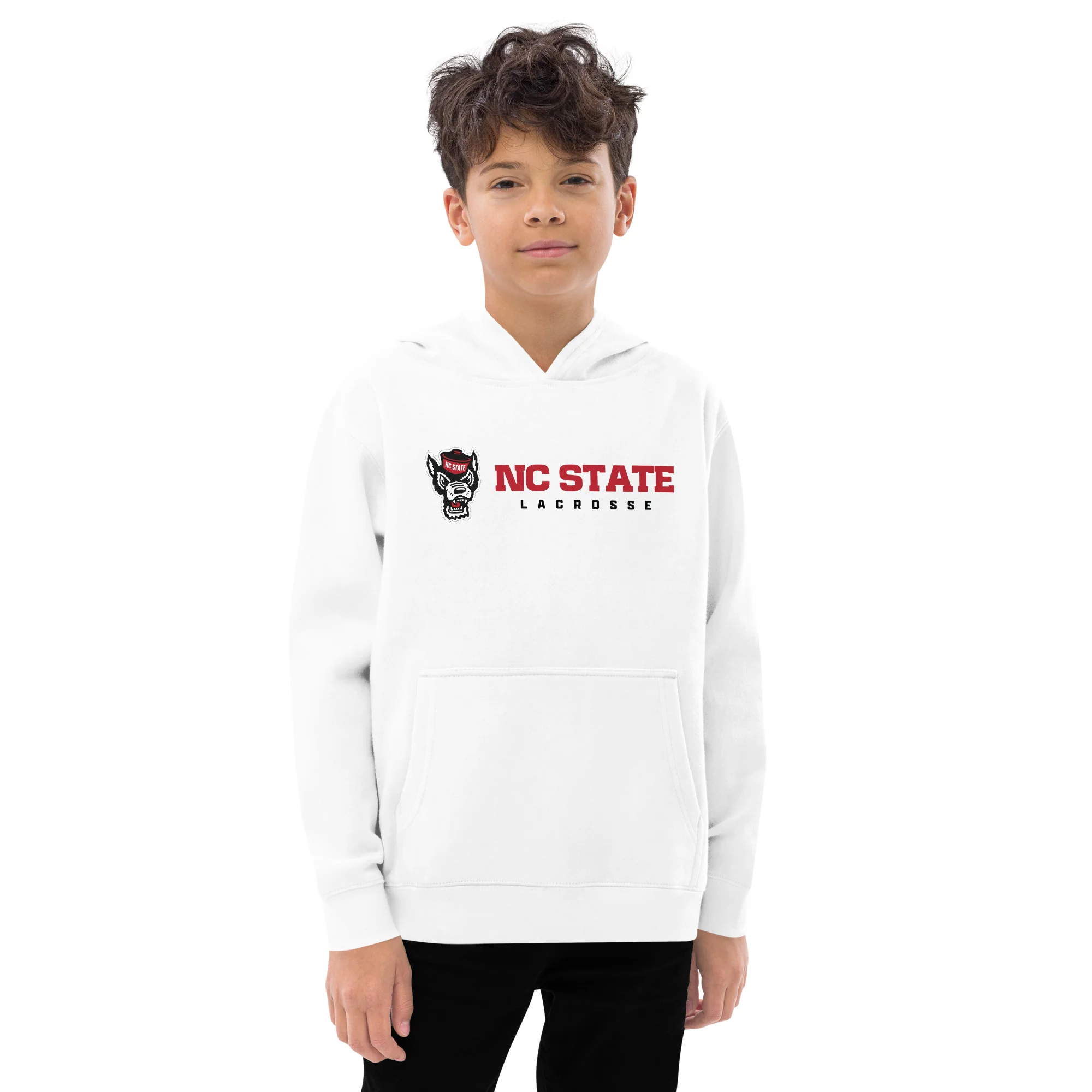 NC State Text Youth Fleece Hoodie - Image 2