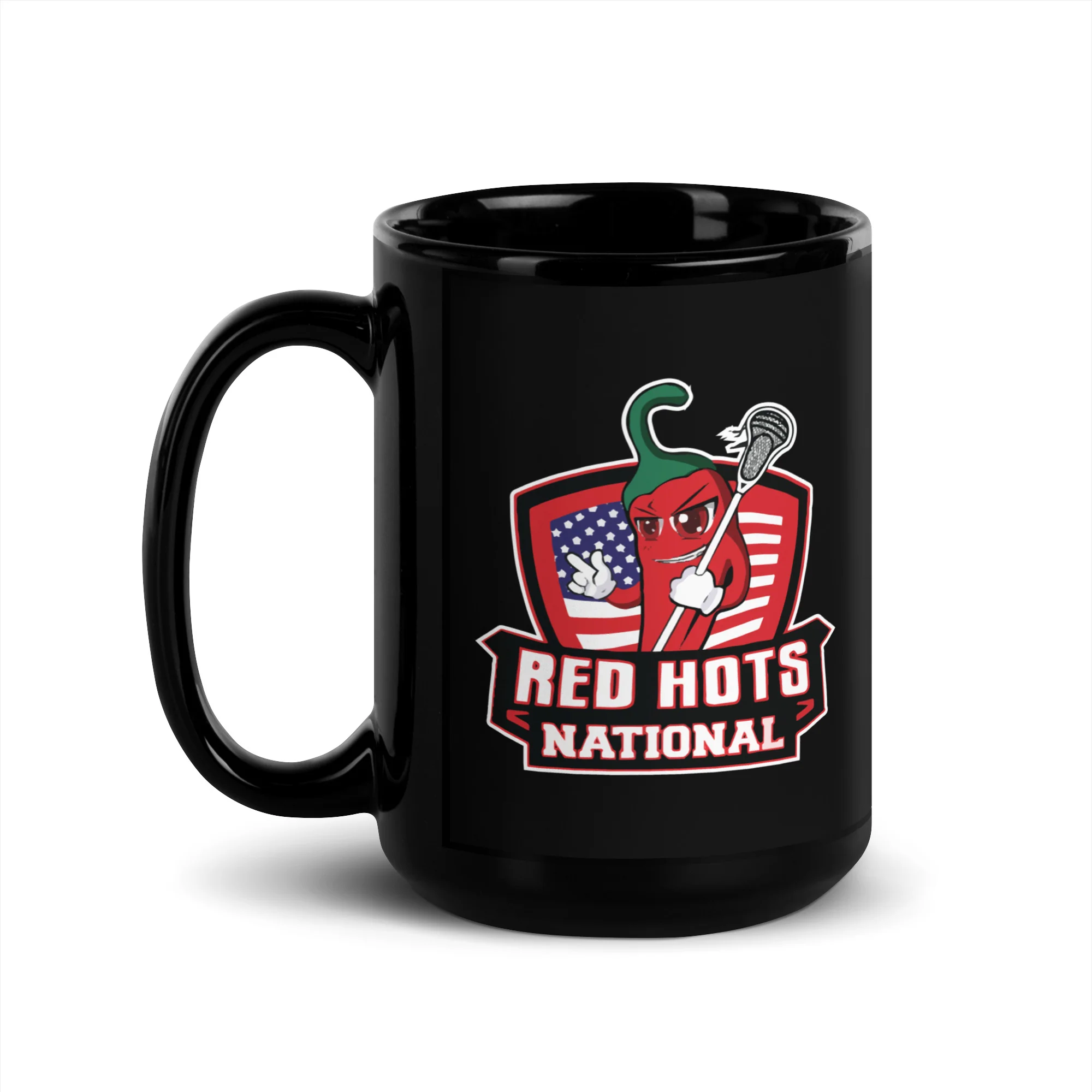 Red Hots Black Glossy Mug - Image 4