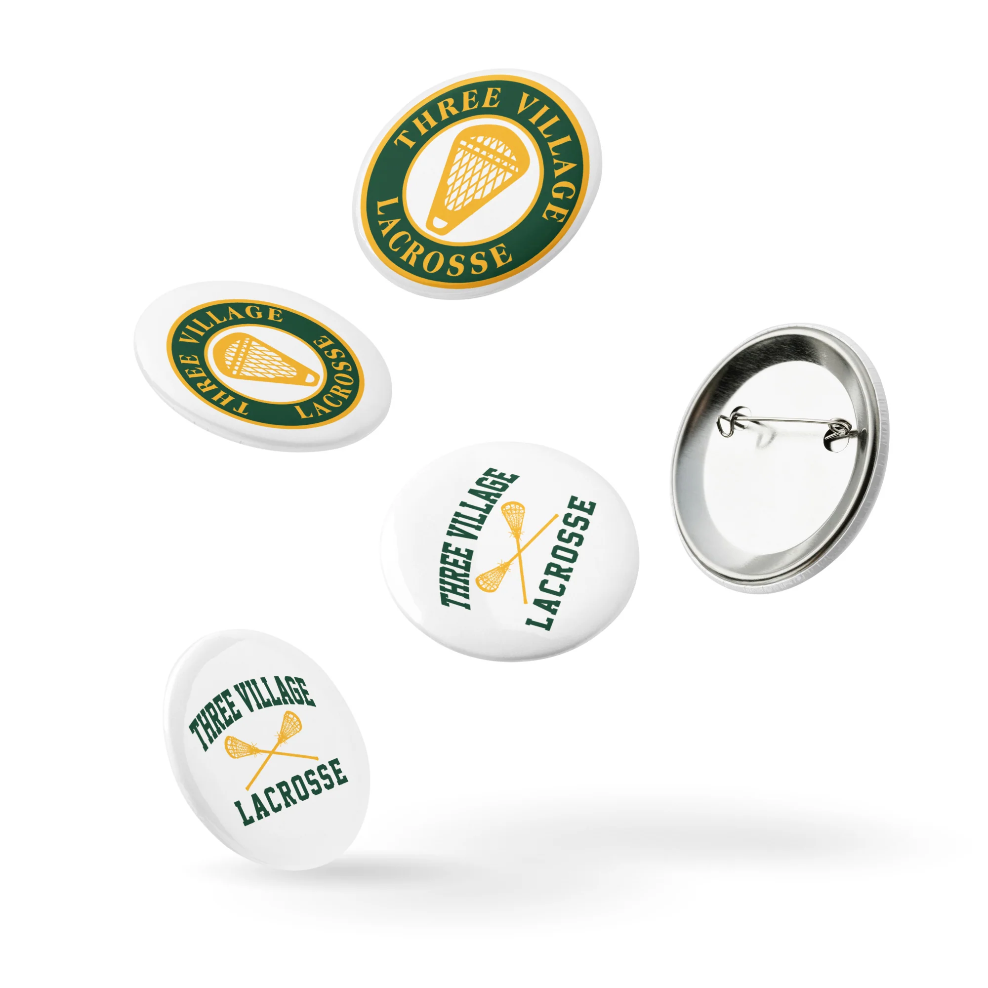 Three Village Set of pin buttons