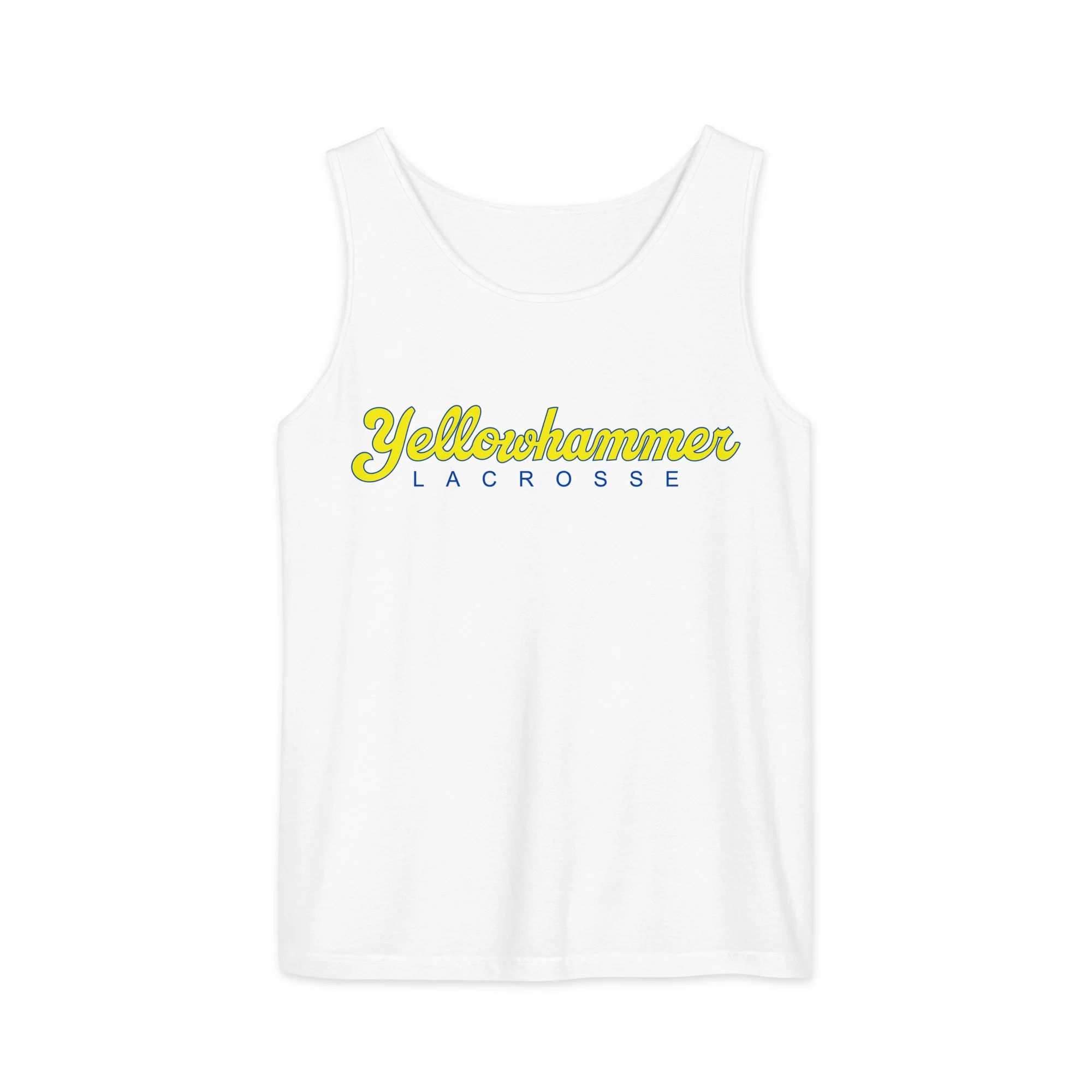 Yellowhammer Script Unisex Garment-Dyed Tank Top - Image 2