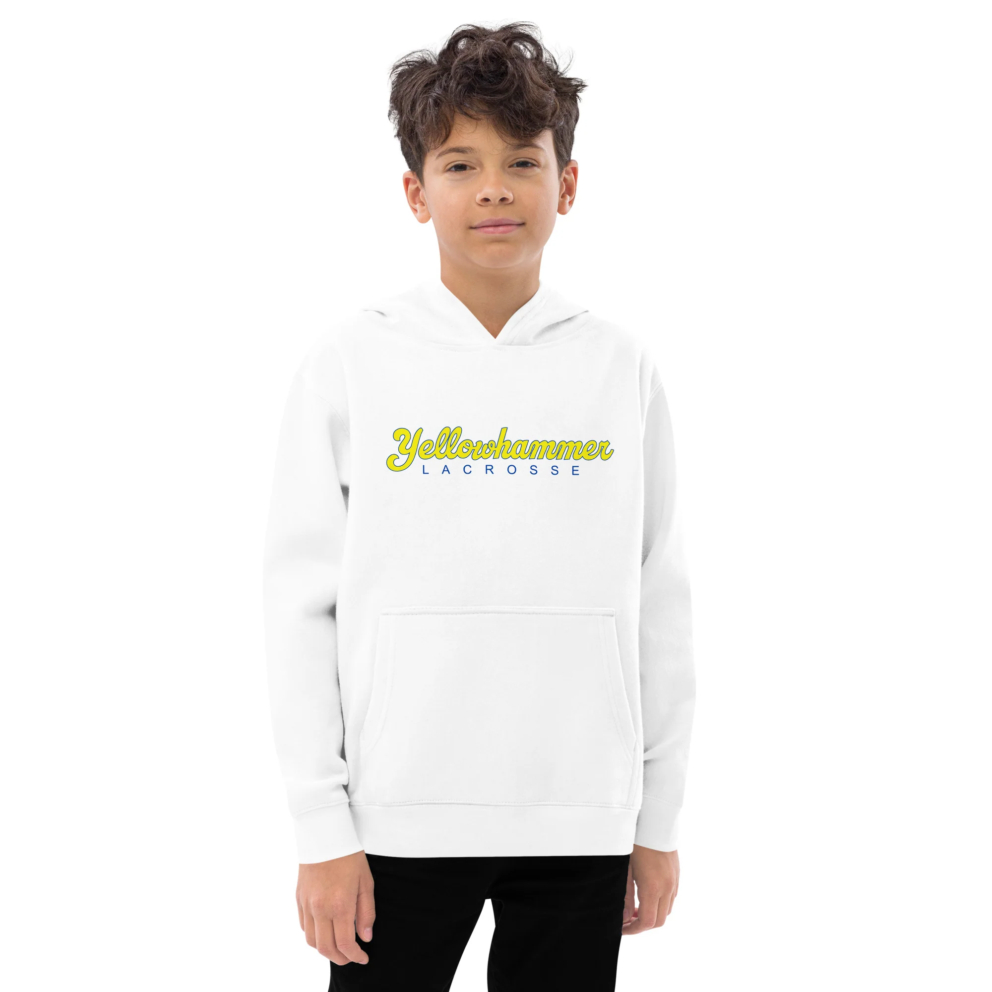 Yellowhammer Script Youth Fleece Hoodie - Image 3