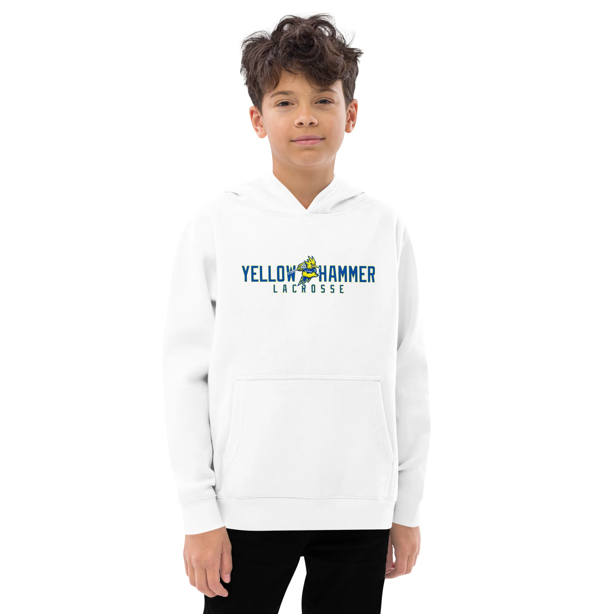 Yellowhammer Text Youth Fleece Hoodie - Image 3